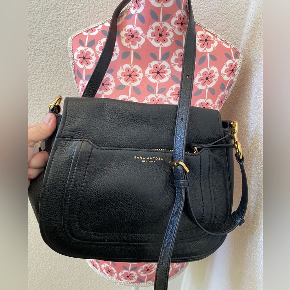 Marc Jacobs Black Crossbody Bag with Gold Accents